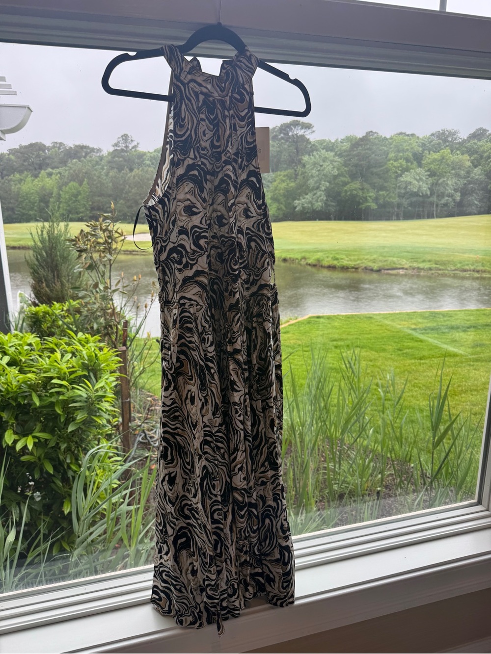 Diane Von Furstenberg Nicola dress Black & Cream Marble-Print Dress